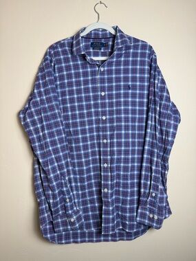Polo Ralph Lauren Blue Plaid Button-Down Performance Long sleeve Shirt mens XL